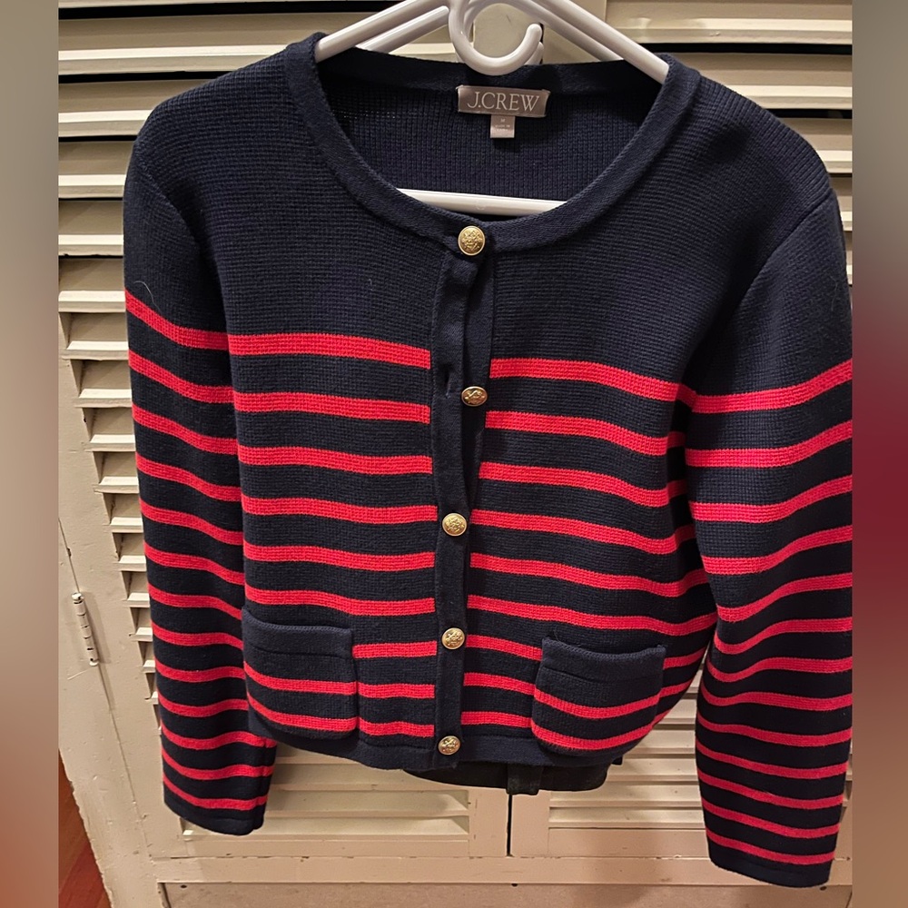 J. Crew striped cardigan M 100% cotton
